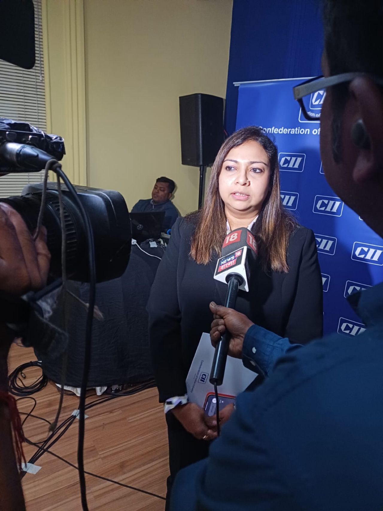 Our Managing Partner & Chairperson CII West Bengal State Council - Sucharita Basu at the Live Budget Viewing Session & media interaction at the Confederation of Indian Industry Kolkata Office.