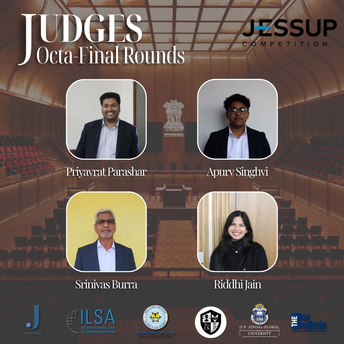 Our Associate, Riddhi Jain, was invited to serve as a Judge for the Indian Octa-Final Rounds of the 2026 Philip C. Jessup International Law Moot Court Competition.